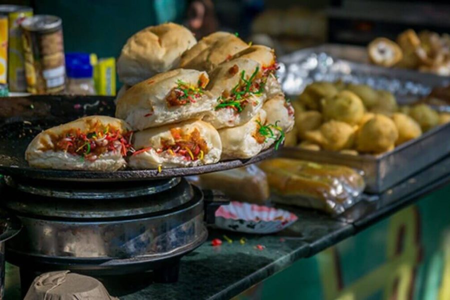 Image of vada-pav on a stall, being used in the blog of best indian street food in hamilton.