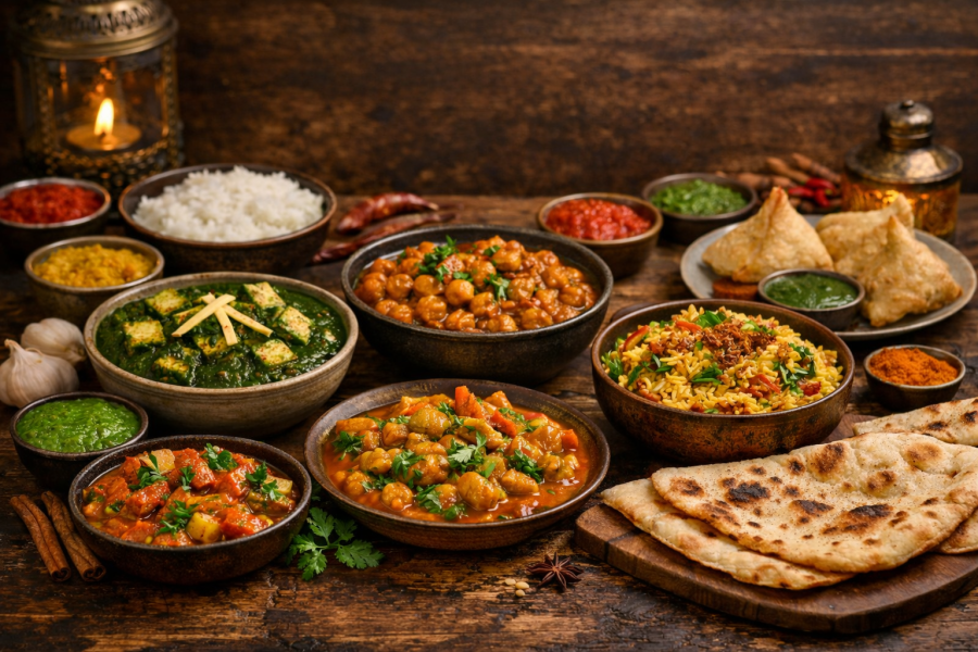 Vegetarian Indian food options in Hamilton served at Barshala with paneer, dal and naan.