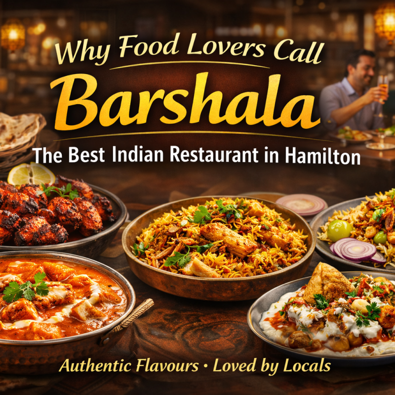 Indian food dishes including butter chicken, biryani and tandoori at Barshala Indian restaurant in Hamilton.